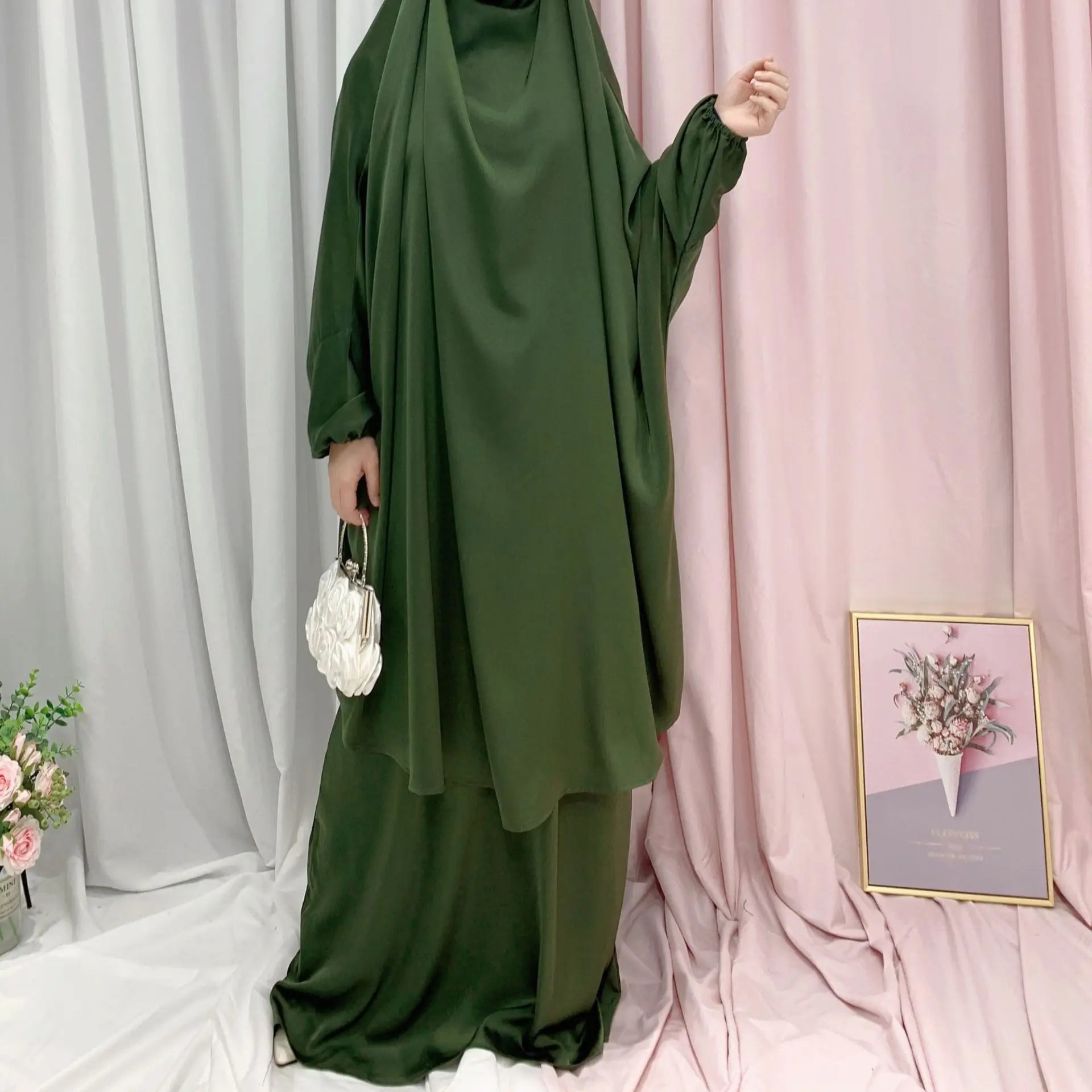 Two Piece Set Prayer Garment Dress for Muslim Mommy &  Girls