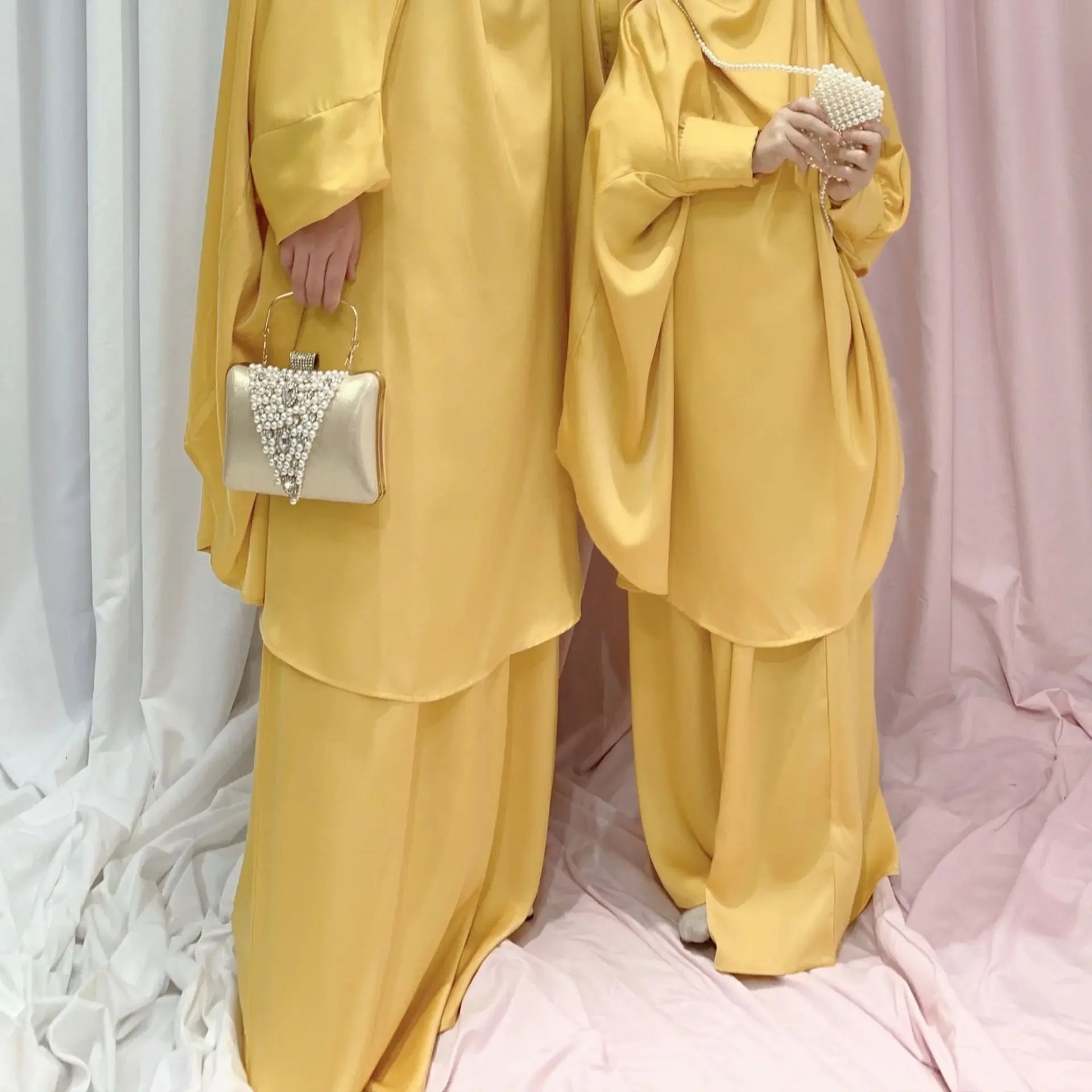 Two Piece Set Prayer Garment Dress for Muslim Mommy &  Girls
