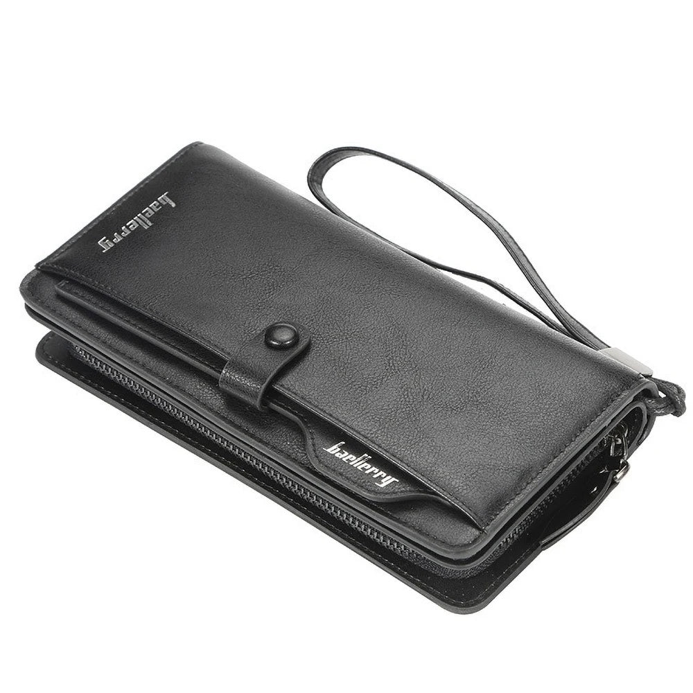 Baellerry Anti-Theft Long Wallet for Men PU Leather Business Style
