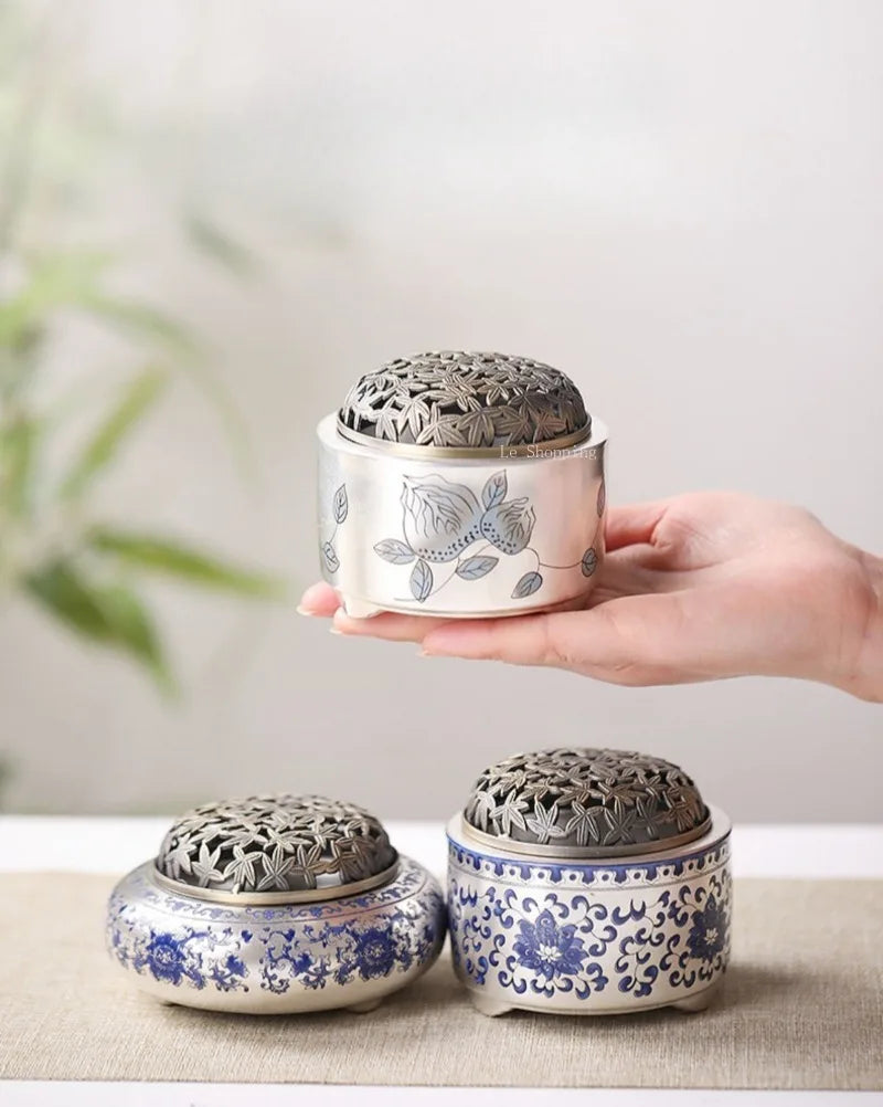Silver-plated Ceramic Incense Burner