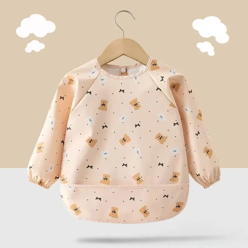 Adjustable Baby Soft Waterproof Bib Long Sleeves