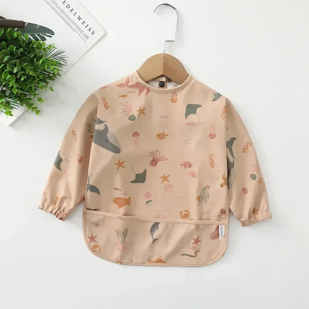 Adjustable Baby Soft Waterproof Bib Long Sleeves