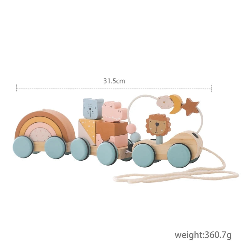 Wooden Montessori Hand Coordination Stacking Toy Handmade.