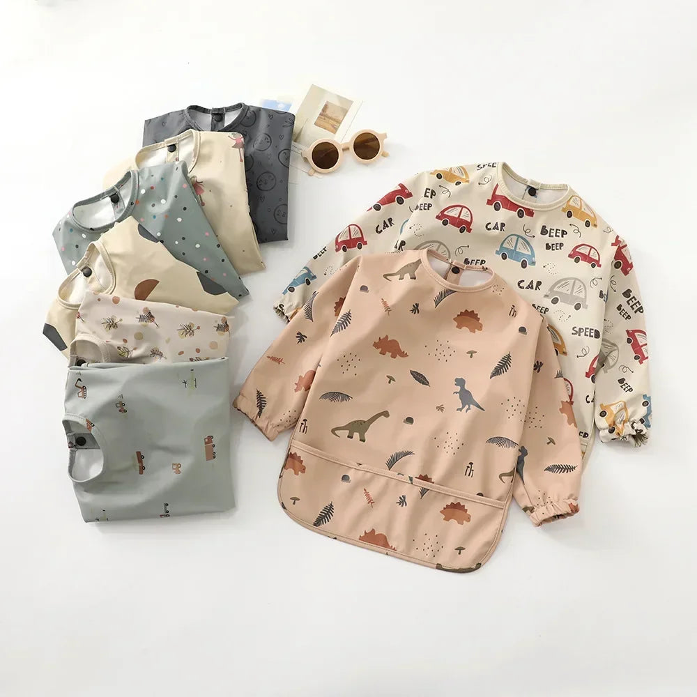 Adjustable Baby Soft Waterproof Bib Long Sleeves