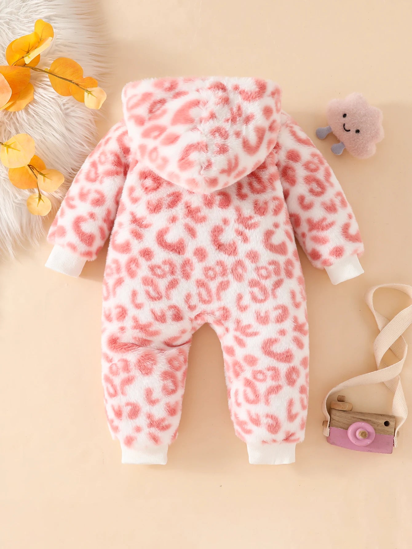 Cute Casual Light Pink Plush  Jumpsuit