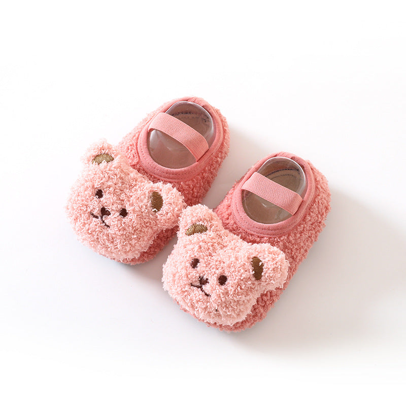 Baby Fleece-Lined Non-Slip Floor Socks with Cartoon Design